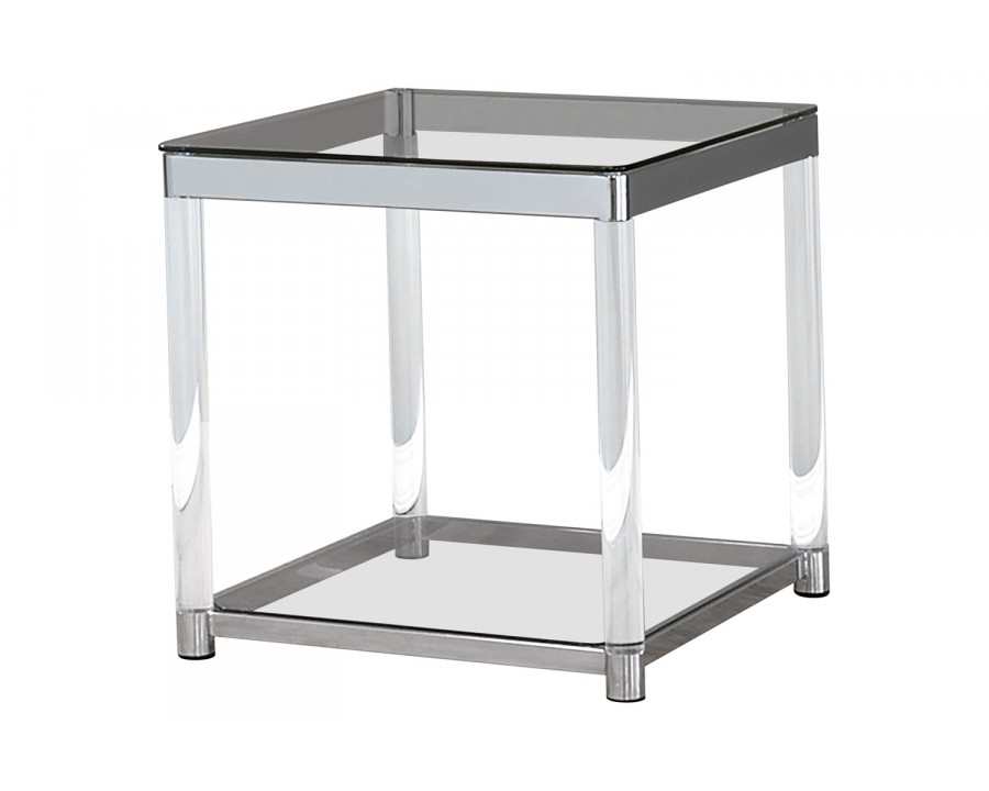 Coaster - Claude End Table With Lower Shelf in Chrome/Clear