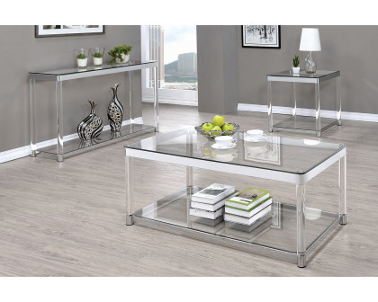 Coaster - Claude End Table With Lower Shelf in Chrome/Clear