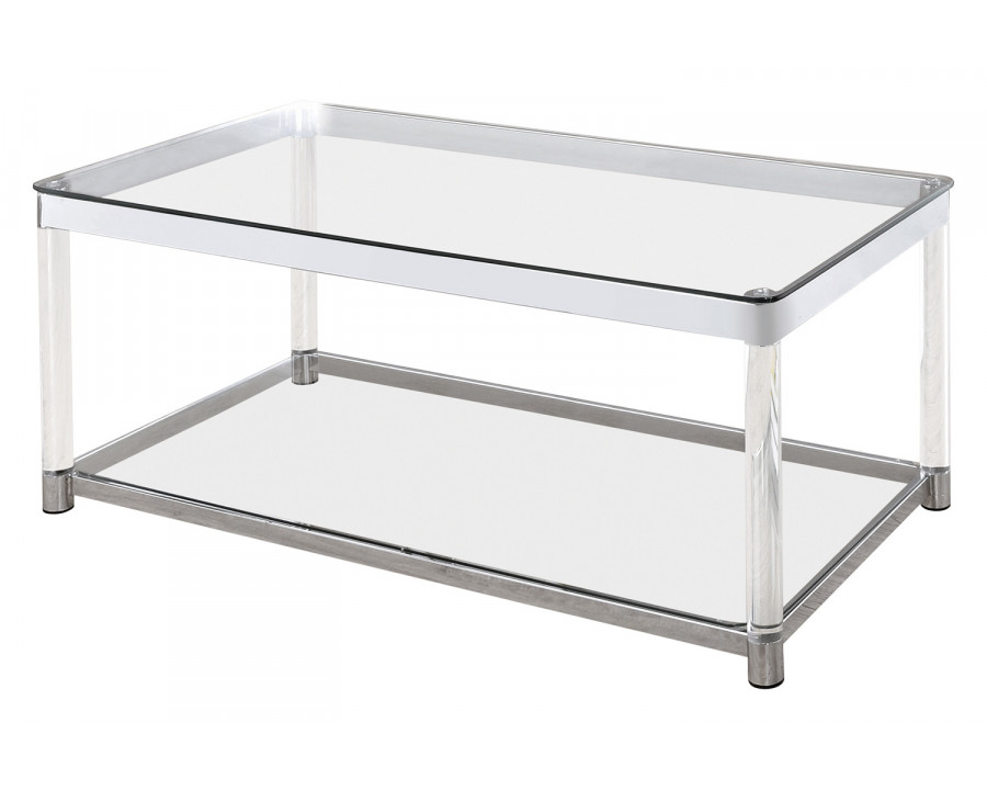 Coaster - Claude Coffee Table With Lower Shelf in Chrome/Clear