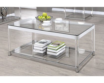 Coaster - Claude Coffee Table With Lower Shelf in Chrome/Clear