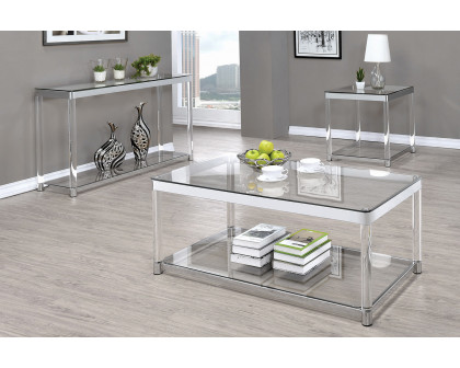 Coaster - Claude Coffee Table With Lower Shelf in Chrome/Clear