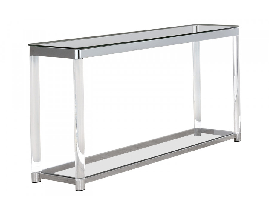 Coaster - Claude Sofa Table With Lower Shelf in Chrome/Clear