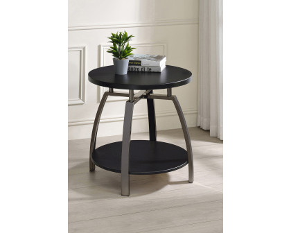 Coaster - Round End Table Dark in Dark Gray/Black Nickel