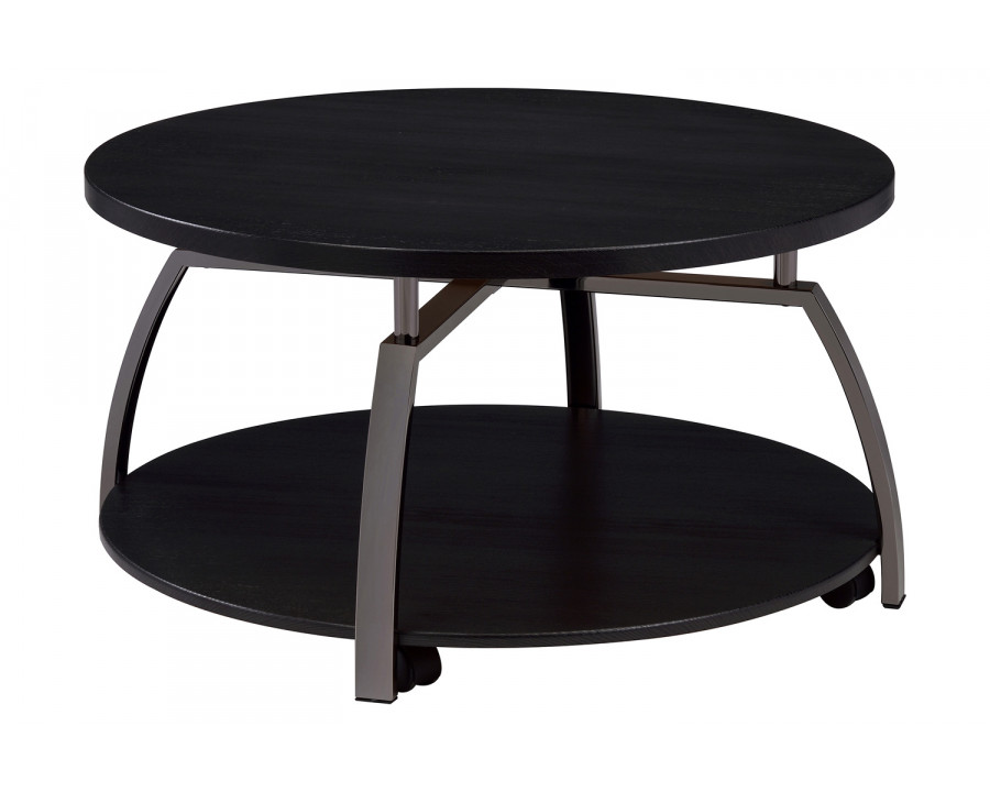 Coaster - Round Coffee Table in Dark Gray/Black Nickel