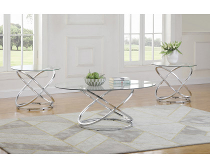 Coaster - 3-Piece Occasional Set in Chrome/Clear