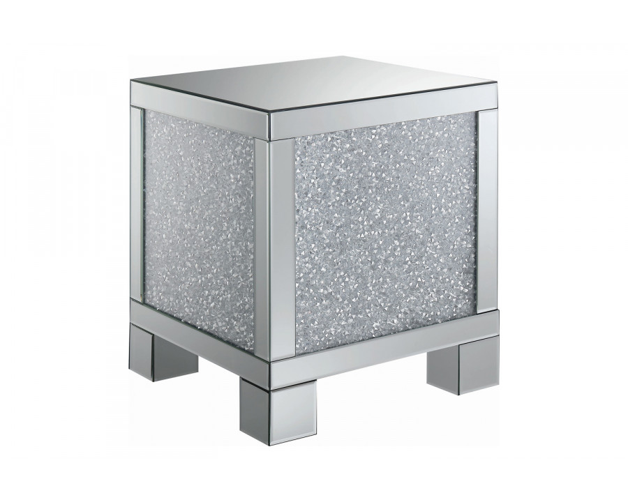 Coaster - Layton Square End Table in Silver/Clear Mirror