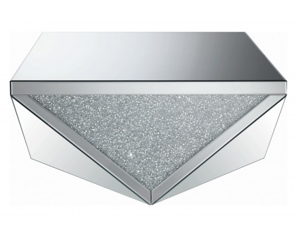 Coaster - Square Coffee Table With Triangle Detailing in Silver/Clear Mirror