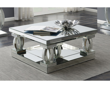 Coaster - Avonlea Square Coffee Table With Lower Shelf in Clear Mirror