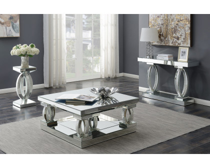 Coaster - Avonlea Square Coffee Table With Lower Shelf in Clear Mirror