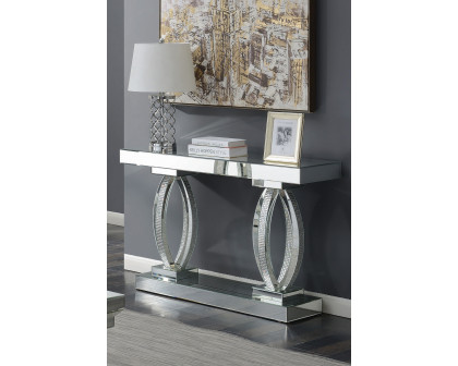 Coaster - Rectangular Sofa Table With Shelf in Clear Mirror