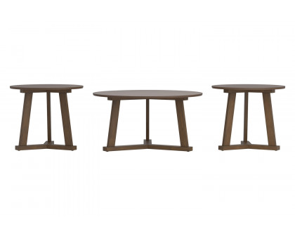 Coaster™ 3-Piece Round Occasional Table Set - Natural Walnut