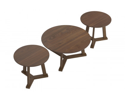 Coaster™ 3-Piece Round Occasional Table Set - Natural Walnut