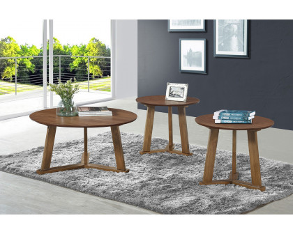 Coaster™ 3-Piece Round Occasional Table Set - Natural Walnut