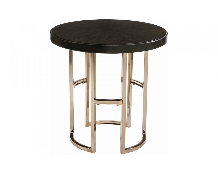 Coaster - Corliss Round End Table in Americano/Rose Brass