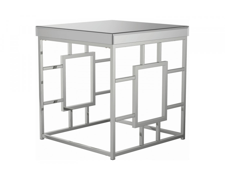 Coaster - Geometric Frame Square End Table in Chrome