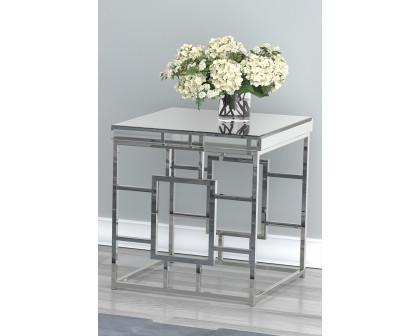 Coaster - Geometric Frame Square End Table in Chrome