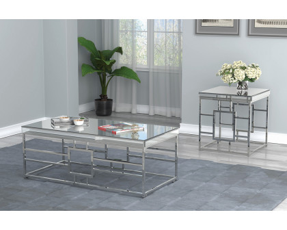 Coaster - Geometric Frame Square End Table in Chrome