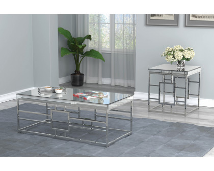 Coaster - Geometric Frame Rectangular Coffee Table in Chrome