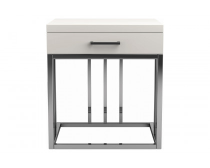 Coaster - 1-Drawer Rectangular End Table in Glossy White/Chrome