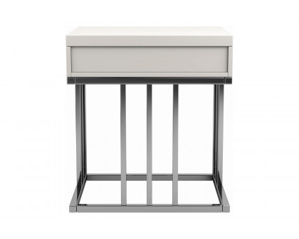 Coaster - 1-Drawer Rectangular End Table in Glossy White/Chrome