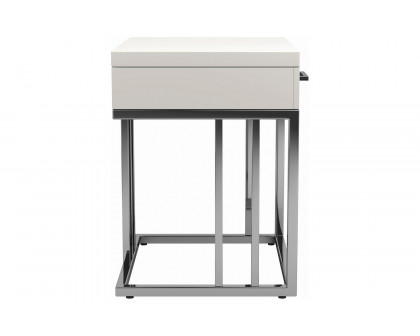 Coaster - 1-Drawer Rectangular End Table in Glossy White/Chrome