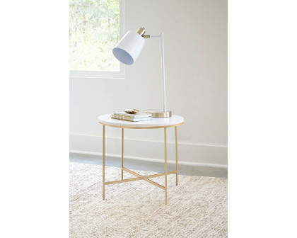 Coaster - Round X-Cross End Table in White/Gold