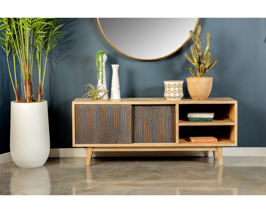 Coaster - TV Console With Sliding Doors in Natural