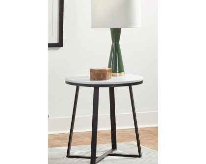 Coaster - Metal Base Round End Table in White/Matte Black