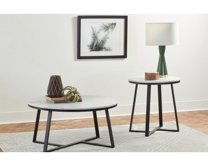 Coaster - Metal Base Round End Table in White/Matte Black