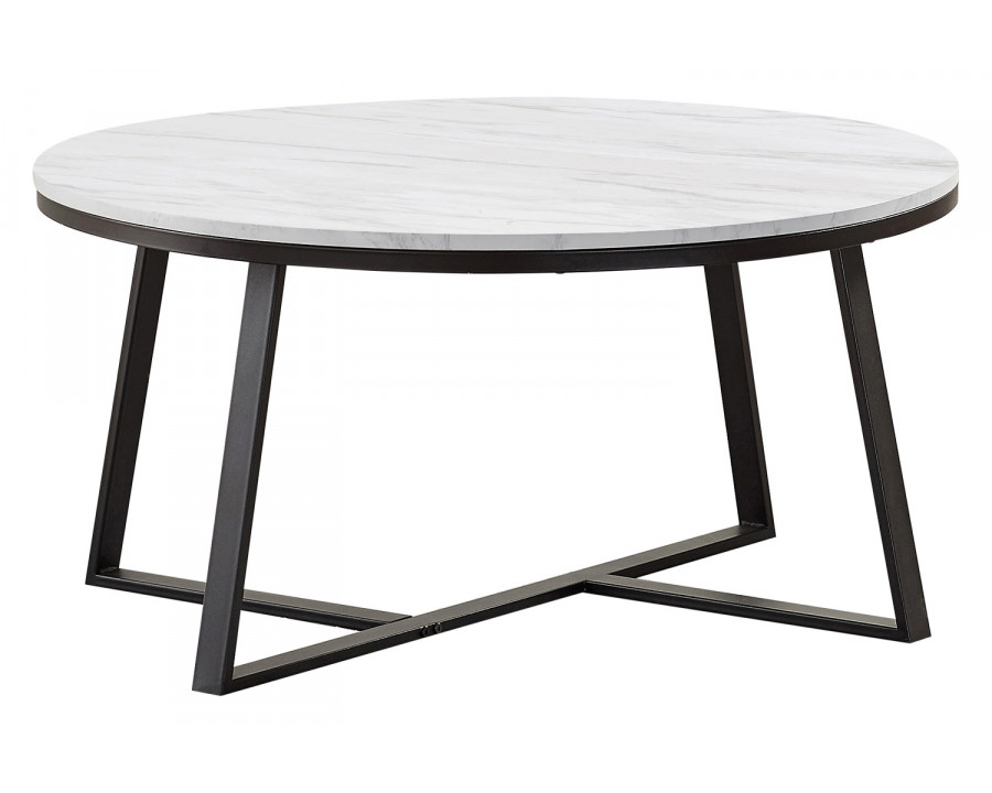 Coaster - Round Coffee Table in White/Matte Black