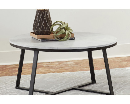 Coaster - Round Coffee Table in White/Matte Black