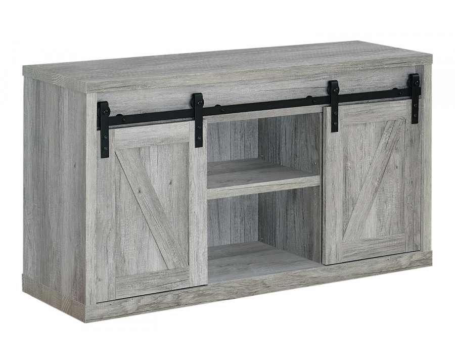 Coaster 48-Inch 3-Shelf Sliding Doors TV Console - Gray Driftwood