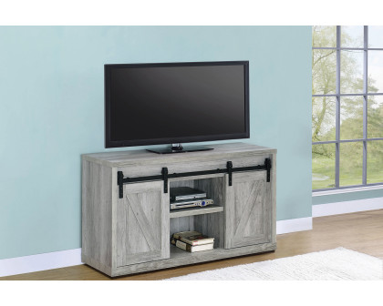 Coaster 48-Inch 3-Shelf Sliding Doors TV Console - Gray Driftwood