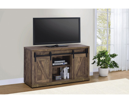 Coaster 48-Inch 3-Shelf Sliding Doors TV Console - Rustic Oak