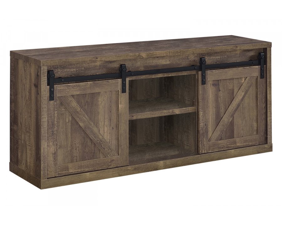 Coaster 59-Inch 3-Shelf Sliding Doors TV Console - Rustic Oak