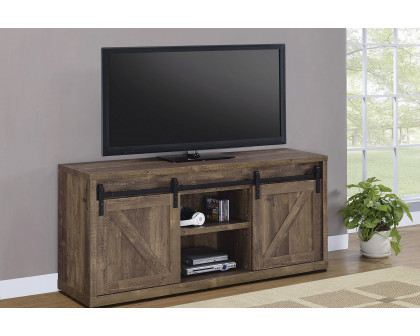 Coaster 59-Inch 3-Shelf Sliding Doors TV Console - Rustic Oak