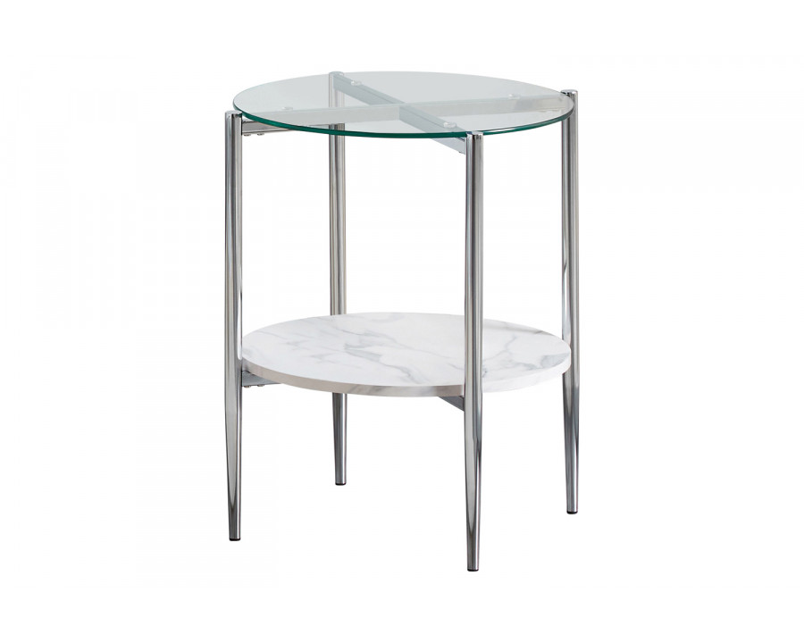 Coaster - Round Glass Top End Table in Clear/Chrome