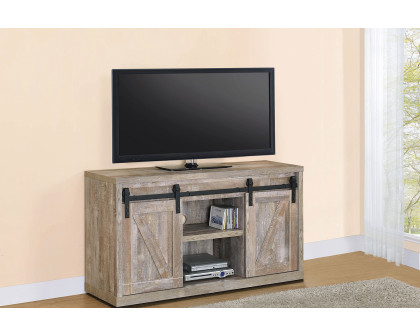 Coaster 48-Inch 3-Shelf Sliding Doors TV Console - Weathered Oak