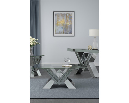 Coaster - Caldwell V-Shaped End Table With Glass Top in Silver