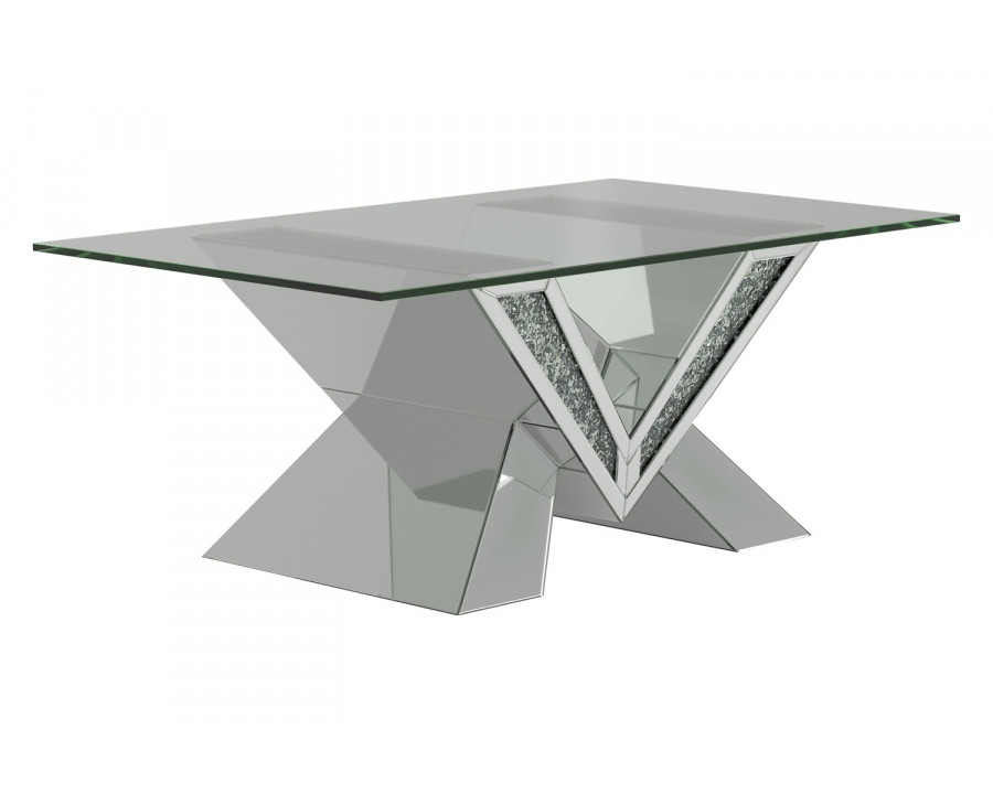 Coaster - Caldwell V-Shaped Coffee Table With Glass Top in Silver