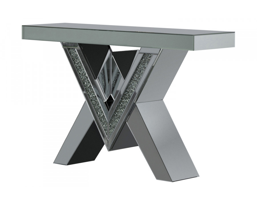 Coaster - Caldwell V-Shaped Sofa Table With Glass Top in Silver