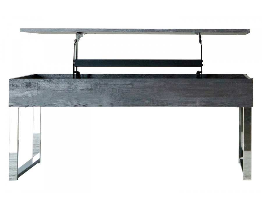 Coaster - Lift Top Storage Coffee Table in Dark Charcoal/Chrome