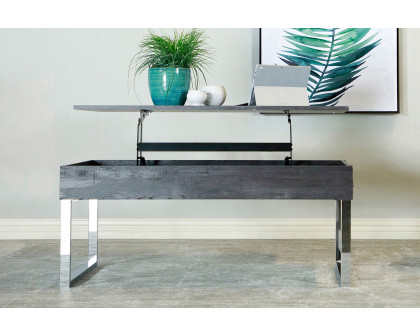 Coaster - Lift Top Storage Coffee Table in Dark Charcoal/Chrome