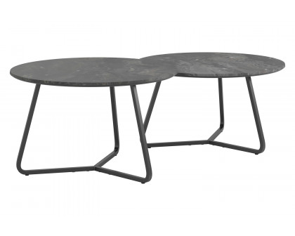 Coaster Lennox 2-Piece Round Coffee Table Set - Faux Slate/Matte Black