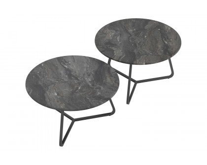 Coaster Lennox 2-Piece Round Coffee Table Set - Faux Slate/Matte Black