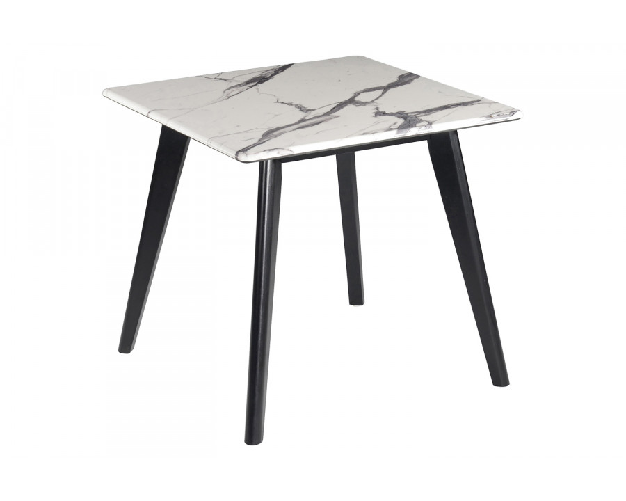 Coaster - Square Faux Marble Top End Table in Black/White