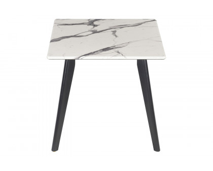 Coaster - Square Faux Marble Top End Table in Black/White