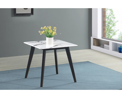 Coaster - Square Faux Marble Top End Table in Black/White