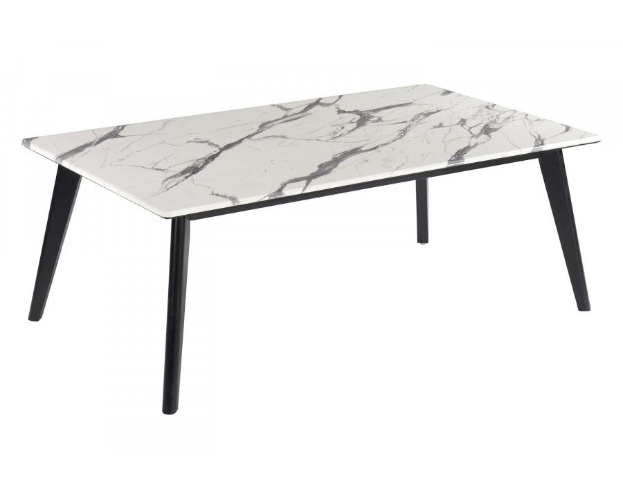 Coaster - Rectangle Faux Marble Top Coffee Table in Black/White