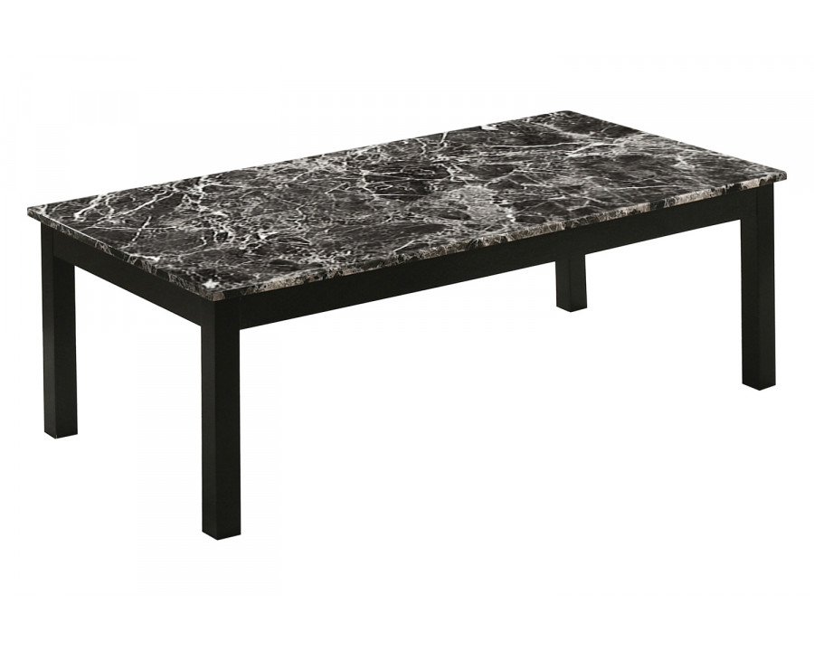 Coaster - Faux Marble Rectangle 3-Piece Occasional Table Set in Black